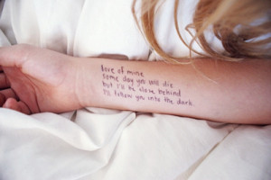 arm, hand, love, love letter, tatoo, words, writing