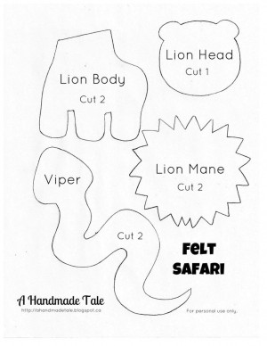 Lion Felt, Animal Alphabet, Quiet Book, Felt Pattern, Cutout Templates ...