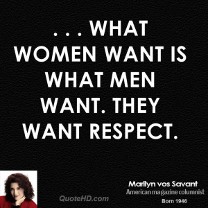 what women want is what men want. They want respect.