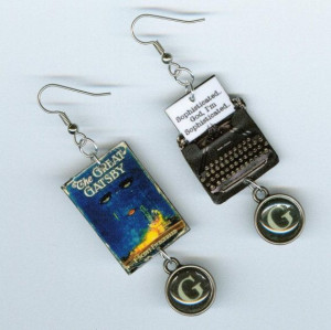 The Great Gatsby Book Earrings Vintage Typewriter quote page text
