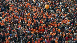 Thousands of people wearing orange, the national colour of the ...