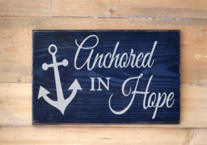 ... Wall Art Anchors Anchored In Hope Religious Inspirational Quote