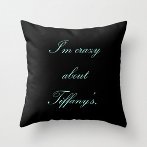 Velveteen Pillow - Breakfast at Tiffany's - Quotes - Black - Aqua Blue ...