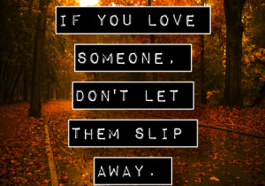 If you love someone, Don’t let them slip away.”