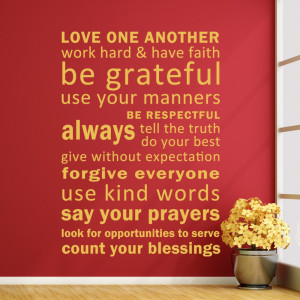 Love One Another, Have Faith, Be Grateful - Vinyl inspirational Quotes ...