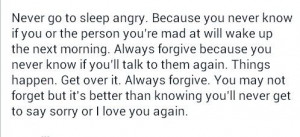 Never go to sleep angry