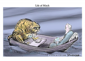Mitch McConnell Life Of Pi Tea Party Political Cartoon
