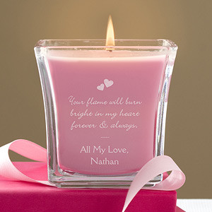 ... smolder with our Flame Of Love© Personalized Glass Scented Candle