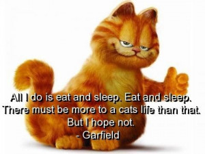 Garfield, quotes, sayings, eat, sleep, cat, life, pictures