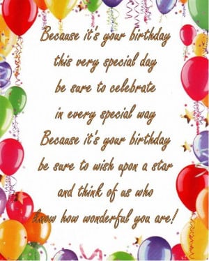 Because It’s Your Birthday this very Special Day ~ Birthday Quote