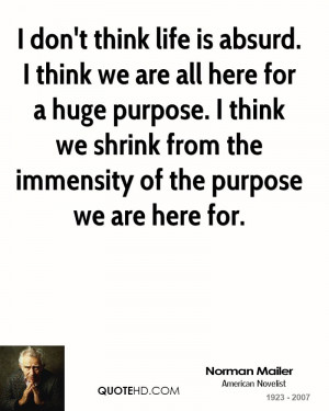 ... think we shrink from the immensity of the purpose we are here for