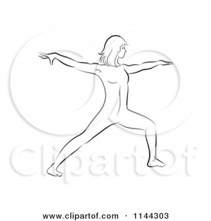 -Clipart-Of-A-Black-And-White-Line-Drawing-Of-A-Woman-Doing-Yoga ...