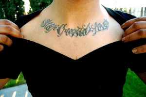 Upper Chest Quote Tattoo http://slodive.com/inspiration/28-intriguing ...