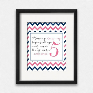 Printable 8x10 Kate Spade Quote Playing Dress Up Begins At Age 5 And