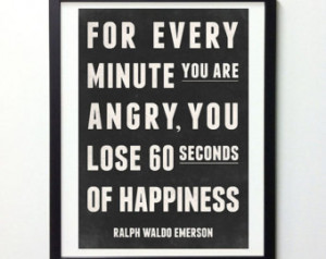 Inspirational Quote Poster - 60 Seconds Of Happiness - Black and White ...