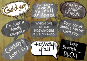 Cowboy or Western Theme Photo Booth Props Includes 9 Sayings: Howdy Ya ...