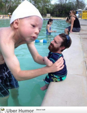 Man friend took his infant son swimming this past weekend. I couldn ...