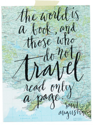 Travel quote on vintage atlas page screenprint by Mint Afternoon