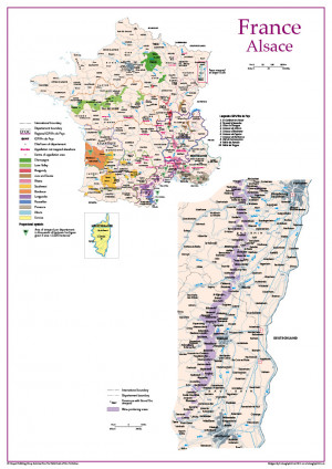 Wine regions of France with Alsace region featured