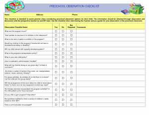 Preschool Observation Checklist
