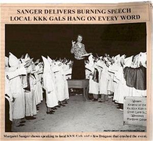 Margaret Sanger addressing Ku Klux Klan