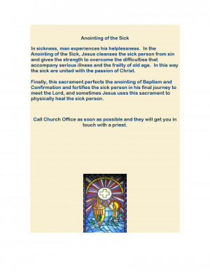 Prayer For Anointing Of The Sick Catholic