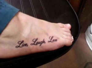 These three words, etched on the foot, look beautiful and underline ...