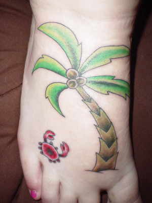 Tree Tattoos Palm Tree and Crab Foot Tattoo