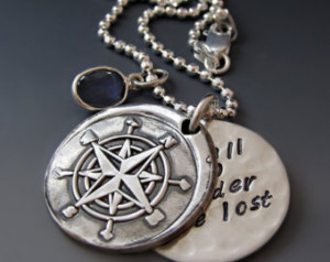 Sterling Silver Compass Necklace - Not All Who Wander Are Lost ...