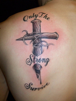cross and quote tattoo design