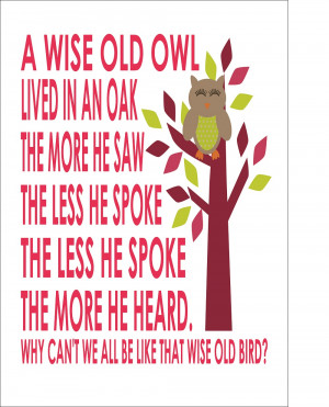 ... Owl Nursery Rhyme - Nursery Baby Boy/Girl A4 - Print Poster Picture