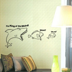 shark-PVC-bedroom-wall-decoration-stickers-vintage-decals-music-home ...