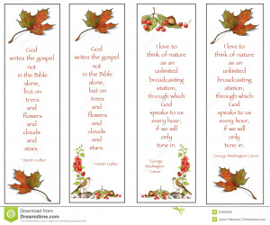 Royalty Free Stock Photos: Four Bookmarks: Nature Drawings With Quotes