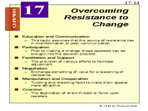 Resistance To Change Overcoming resistance to