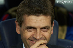 Tito Vilanova lors d'un match de Ligue des Champions du FC Barcelone ...