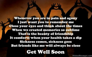 Sweet get well soon greeting card poem for friends