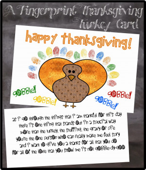 Fingerprint Thanksgiving Turkey Card Printable To Color