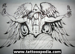 Angel Tattoos 43 300x217 Angel Drawing (See Tattoo Album)