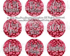 4x6 - HEART VALENTINE SAYINGS - Ins tant Download - One Inch Bottlecap ...