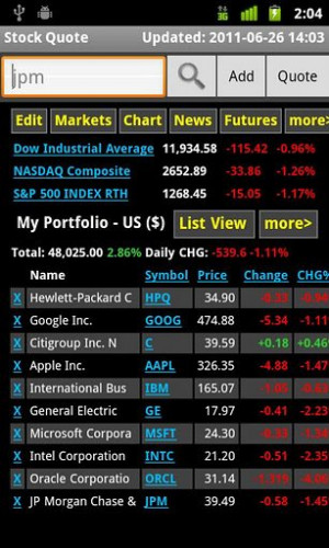 Stock Quote android software apps