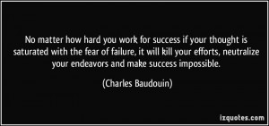 No matter how hard you work for success if your thought is saturated ...