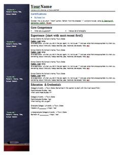 ... resume template including bullets, paragraphs, and room for quotes