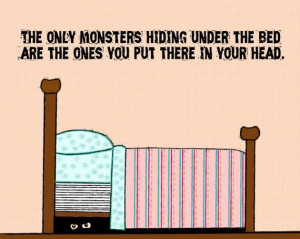 Monster Under The Bed Art Print. Peach Children's Art. Cartoon Quote ...