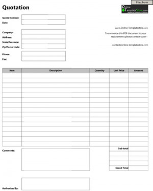 Free Quote Forms Template