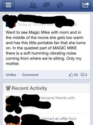 Things got a little awkward while watching Magic Mike