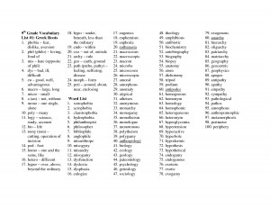 9th Grade Vocabulary List #1 Greek Roots