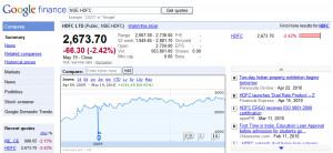 ... in national stock exchange with google finance write nse hdfc