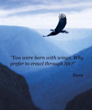 You were born with wings. Why prefer to crawl through life? Rumi.