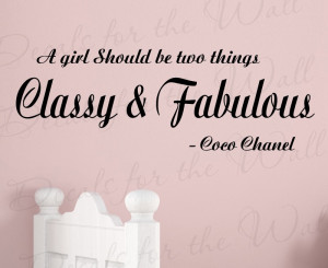 Classy and Fabulous Coco Chanel Removable Wall Decal Quote