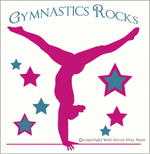 ... Gymnast Silhouette and Stars with Gymnastics Rocks Girls Wall Quote